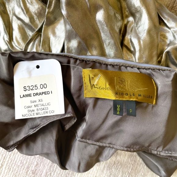 Nicole Miller God Label Slinky Gold Metallic Designer Halter Top NEW - Picture 7 of 14